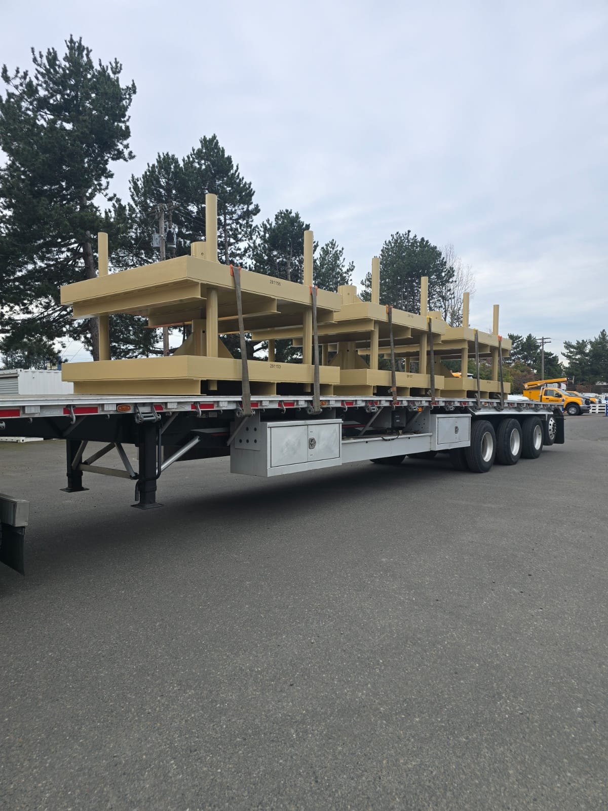 Structural steel load on flatbed